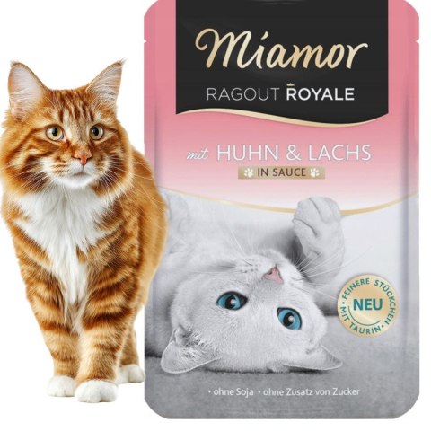 Zestaw MIAMOR RAGOUT ROYALE - Kurczak i Łosoś w sosie 22X100g mokra karma dla kota