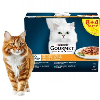 Zestaw MOKRA Karma Dla Kota Purina Gourmet Perle Mini Fileciki w Sosie MIX12 x 85g