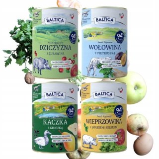 BALTICA MOKRA KARMA ZESTAW SMAKÓW 4X400 gęsina wieprzowina DZIK wołowina