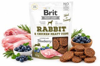 Brit Jerky Rabbit MEATY COINS 80g przysmaki z królikiem