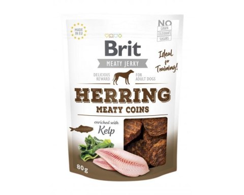 Brit Jerky Snack Herring Meaty coins 80g przysmaki z pstrągiem dla psa