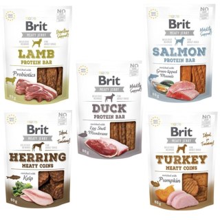 Brit Jerky Snack ZESTAW SMAKI 5 X 80g SALMON LAMB TURKEY