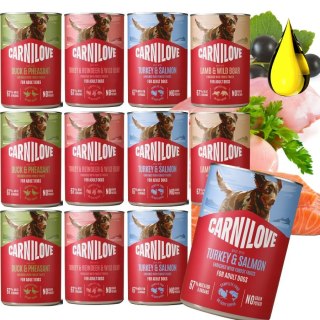 CARNILOVE DOG CAN ZESTAW 12X400 NOWE SMAKI