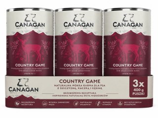 Canagan Country Game 3X400g Karma Mokra dla Psa Dziczyzna Kaczka Gęś