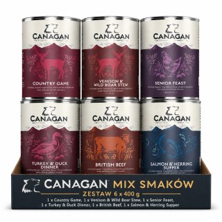 Canagan Mix Smaków 6×400 g Zestaw mokra karma dla psa bezzbożowa wysokomięsna