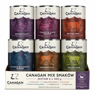 Canagan Mix Smaków 6×400 g Zestaw mokra karma dla psa bezzbożowa wysokomięsna