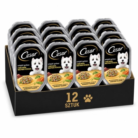 Cesar Wiejski Gulasz Karma Mokra dla Psa Kurczak Warzywa 12x150g