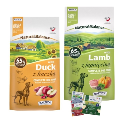 DUŻY ZAPAS Baltica Natural & Balance 2x9kg Jagnięcina Kaczka karma psa
