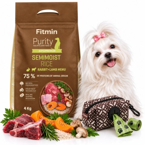 FITMIN PURITY RICE Semimoist Rabbit & Lamb 4kg półmiekka dla psa