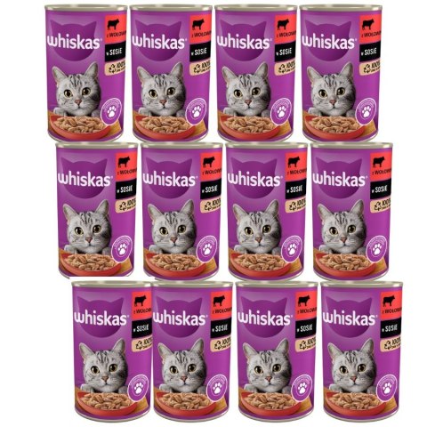 Karma dla kota Whiskas wołowina w sosie 12x400g puszka