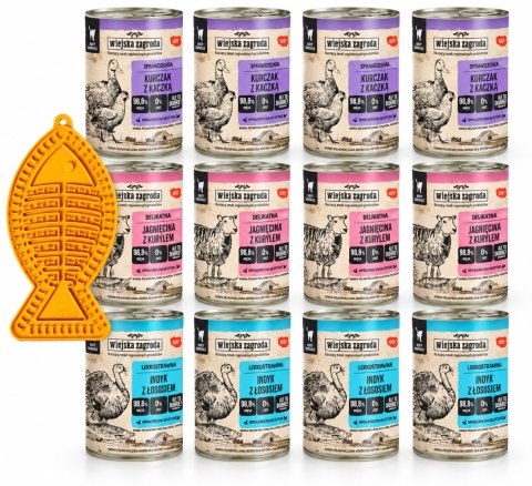 Karma dla kota Wiejska Zagroda Mix smaków 12x400g + gratis