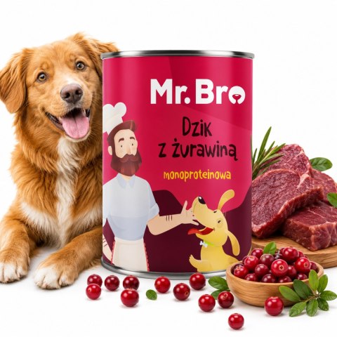 Mr. Bro Pies Dzik z Żurawiną Puszka 800g