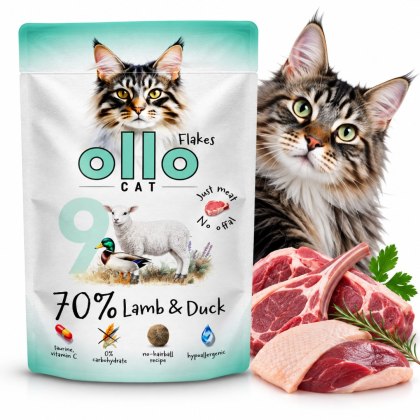 OLLO CAT Jagnięcina i Kaczka 85 g Nr 9 - Mokra Karma dla Kota 70% Mięsa