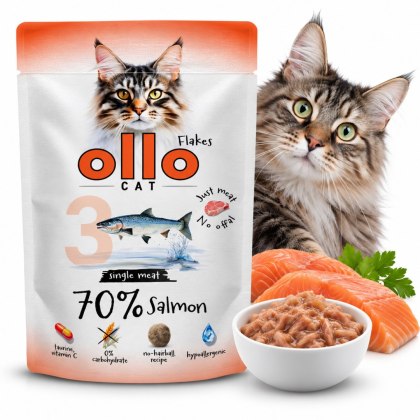 OLLO CAT - Łosoś 85g Nr 3 - MOKRA KARMA DLA KOTA