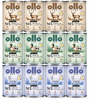 OLLO Plus Kolagen Mix 12x400 g Jeleń Kaczka Jagnięcina monobiałkowa karma
