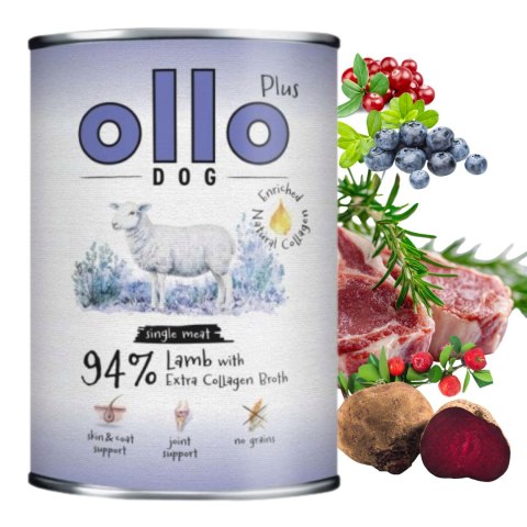 OLLO Plus Kolagen Mix 12x400 g Jeleń Kaczka Jagnięcina monobiałkowa karma