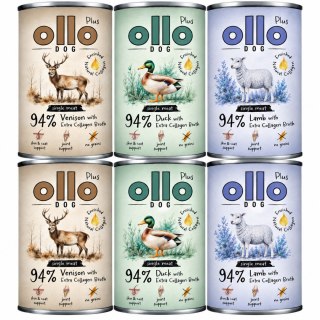 OLLO Plus Kolagen Mix 6 x 400 g Jeleń Kaczka Jagnięcina monobiałkowa karma