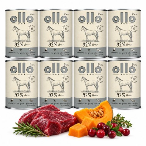 OLLO Pure Horse 8x400G konina Hypoalergiczna karma bezzbożowa wysokomięsna