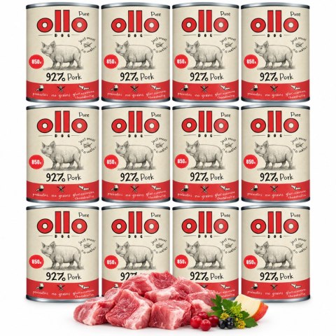 Ollo Pure Wieprzowina 12X850g Karma Mokra Monobiałkowa Bezzbożowa dla Psa