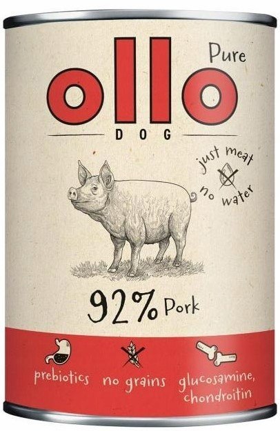 Ollo Pure Wieprzowina 12X850g Karma Mokra Monobiałkowa Bezzbożowa dla Psa