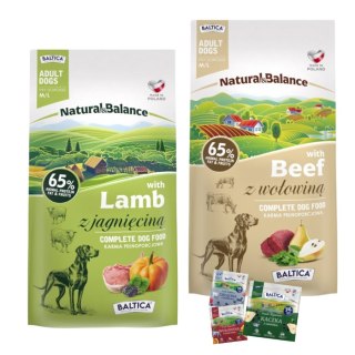 PAKIET Baltica Wołowina Jagnięcina M/L 2 x 9kg karma dla psa sucha Natural Balance