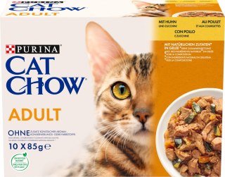 PURINA Cat Chow Adult Kurczak Cukinia karma mokra 10x85g 7+3 GRATIS