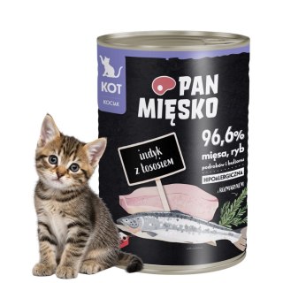 Pan Mięsko Karma mokra dla kota Indyk z łososiem (kociak) 400g