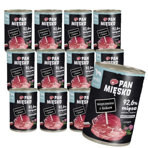 Pan Mięsko Mokra karma Puszki 24x400 Wieprzowina z Dzikiem