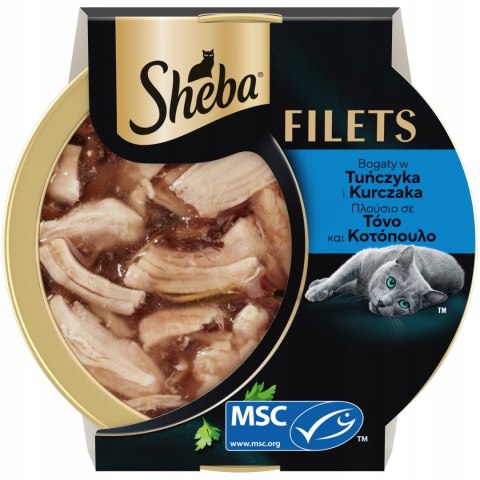 Sheba Filets Zestaw 12x60g Karma Mokra dla Kota Kurczak Tuńczyk Krewetki