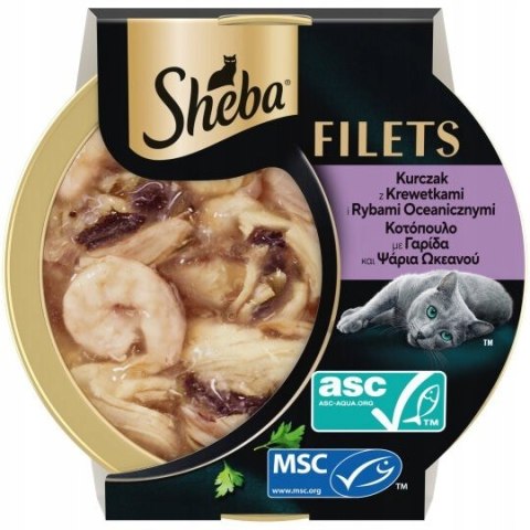Sheba Filets Zestaw 12x60g Karma Mokra dla Kota Kurczak Tuńczyk Krewetki