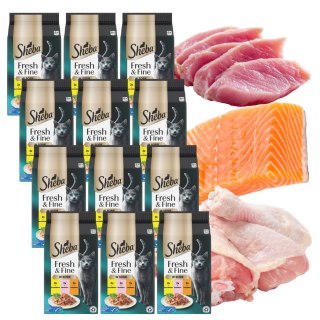 Sheba Fresh & Fine Saszetki 72x50g W SOSIE Kurczak Łosoś Indyk