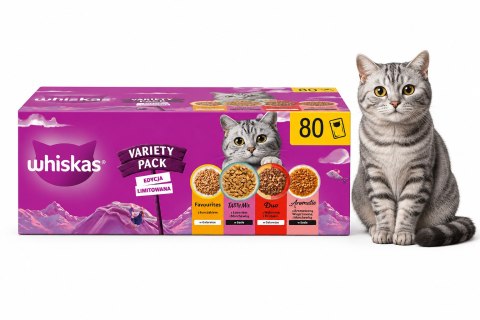 WHISKAS MEGA ZESTAW 160 SASZETEK × 85 G - 2 DUŻE BOXY
