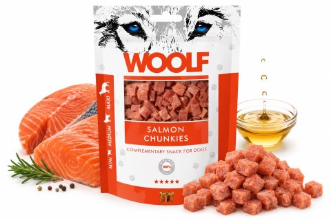 WOOLF SALMON CHUNKIES KAWAŁKI ŁOSOSIA 100G przysmaki dla psa monoproteinowe