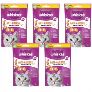 Whiskas Hairball odkłaczające ZESTAW dla kota op. 5x40g