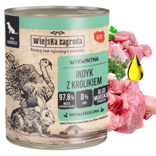 Wiejska Zagroda Indyk z królikiem 800g Wywkintna Hipoalericzna