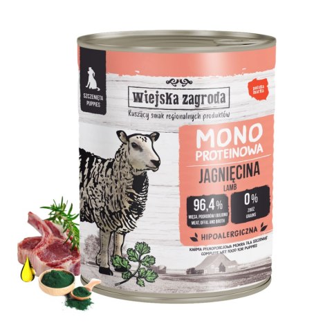 Wiejska Zagroda Jagnięcina monobiałkowa dla szczeniąt 6x800 g PUPPY