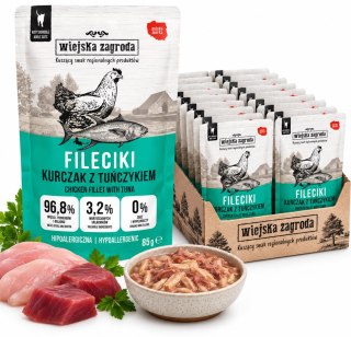 Wiejska Zagroda Karma mokra dla kota Fileciki Kurczak z tuńczykiem 12x85g