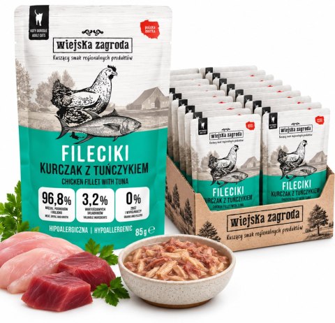 Wiejska Zagroda Karma mokra dla kota Fileciki Kurczak z tuńczykiem 12x85g