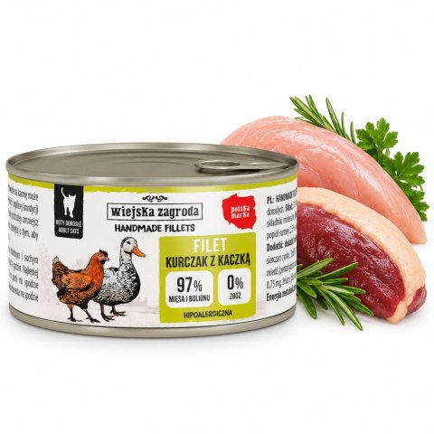 Wiejska Zagroda Karma mokra dla kota Handmade fillets Kurczak z kaczką (dorosły) 70g
