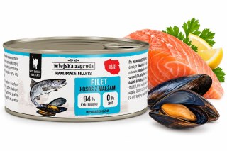 Wiejska Zagroda Karma mokra dla kota Handmade fillets Łosoś z małżami (dorosły) 70g