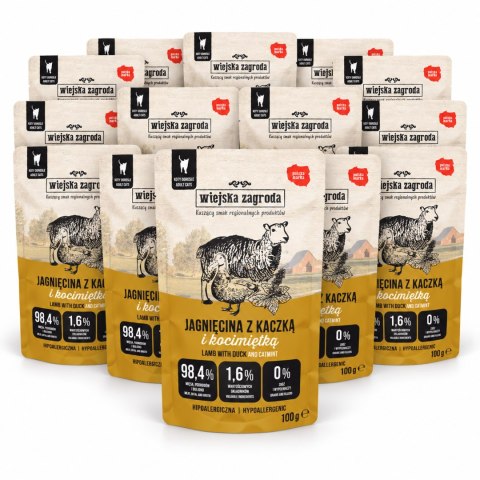 Wiejska Zagroda saszetki mokra karma Jagnięcina z kaczką 100g 1,2kg