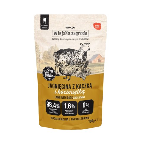 Wiejska Zagroda saszetki mokra karma Jagnięcina z kaczką 100g 1,2kg