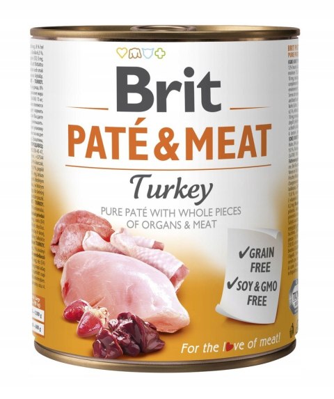 ZESTAW - BRIT PATE&MEAT TURKEY 12X800g indyk z serduszkami i wątróbką