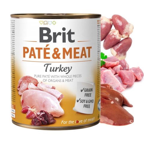 ZESTAW - BRIT PATE&MEAT TURKEY 24X800g indyk z serduszkami i wątróbką