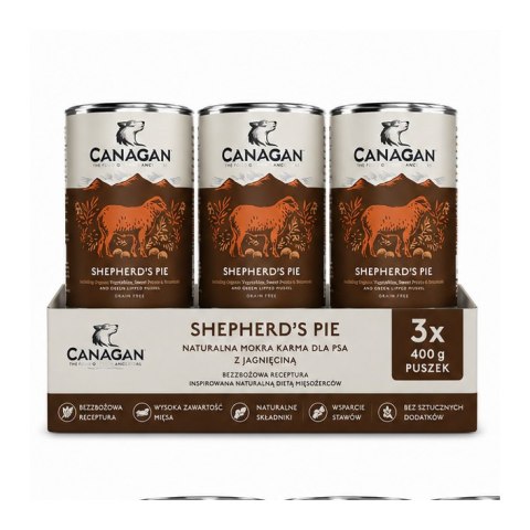 ZESTAW Canagan Karma Mokra dla Psa Jagnięcina 3X400g Bezzbożowa