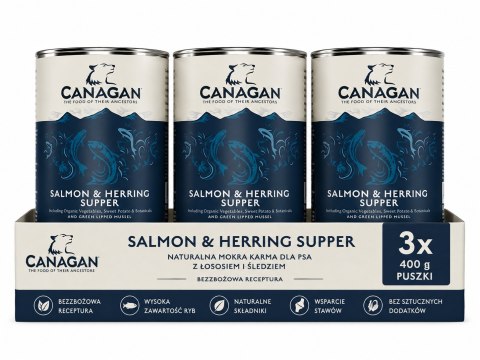ZESTAW Canagan Salmon & Herring 3X400g Karma Mokra dla Psa Bezzbożowa