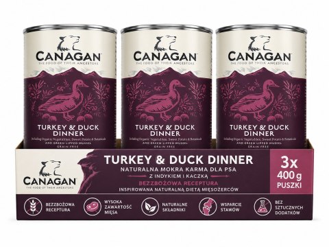 ZESTAW Canagan Turkey & Duck 3X400g Karma Mokra dla Psa Indyk Kaczka 1,2KG