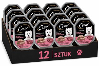 ZESTAW Cesar Pasztet Karma Mokra dla Psa Cielęcina Drób 12x150g