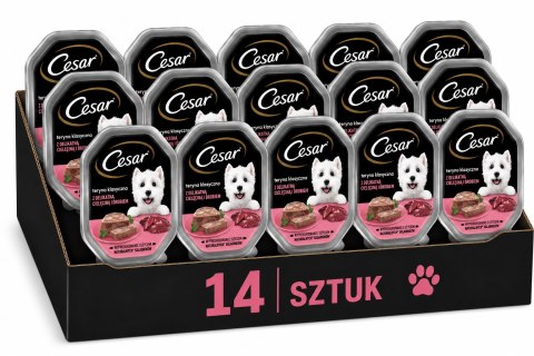 ZESTAW Cesar Pasztet Karma Mokra dla Psa Cielęcina Drób 14x150g