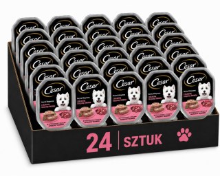 ZESTAW Cesar Pasztet Karma Mokra dla Psa Cielęcina Drób 24x150g